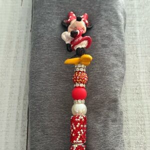 Minnie Mouse Red Beaded Charm Keychain